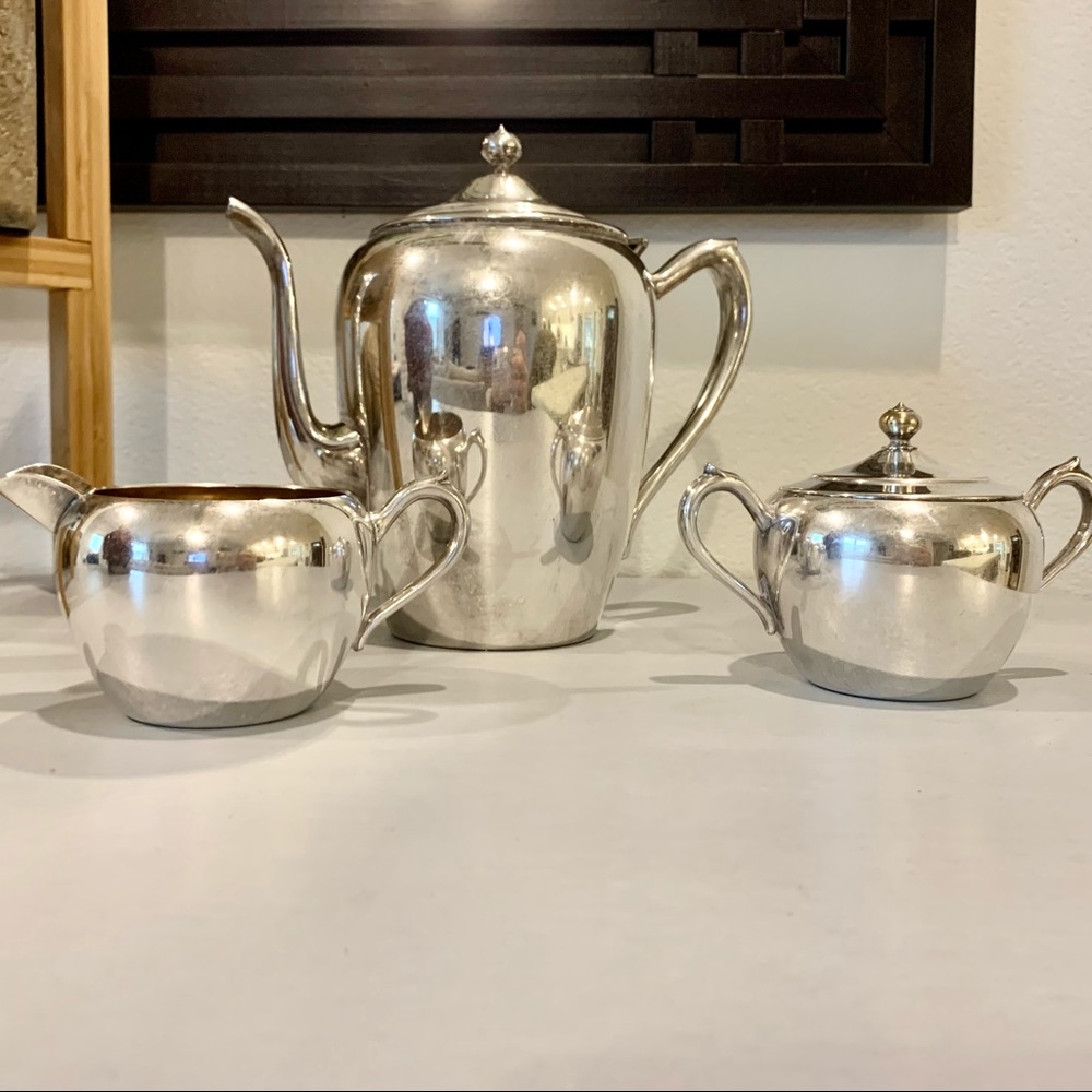 Vintage FB Rogers Silver on Copper Tea Set 2311